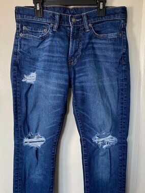 Abercrombie & Fitch Rustin Athletic Skinny distressed jeans dark blue 28X28